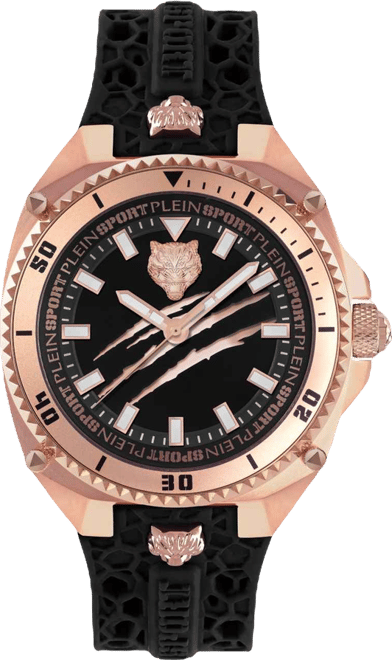 Mens Thunder Force 3 Hand Quartz Black Silicone Strap 47mm