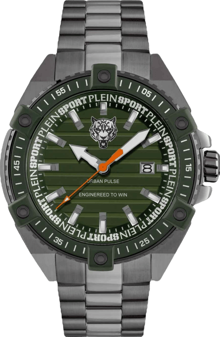 Mens Urban Pulse 3 Hand Date Quartz Ip Gunmetal Bracelet 47MM