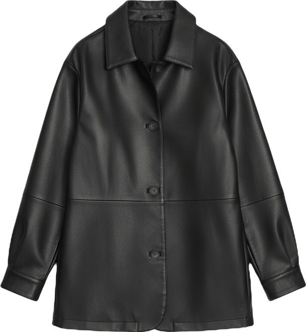 Women's Faux Leather Relaxed Vintage Look Blazer