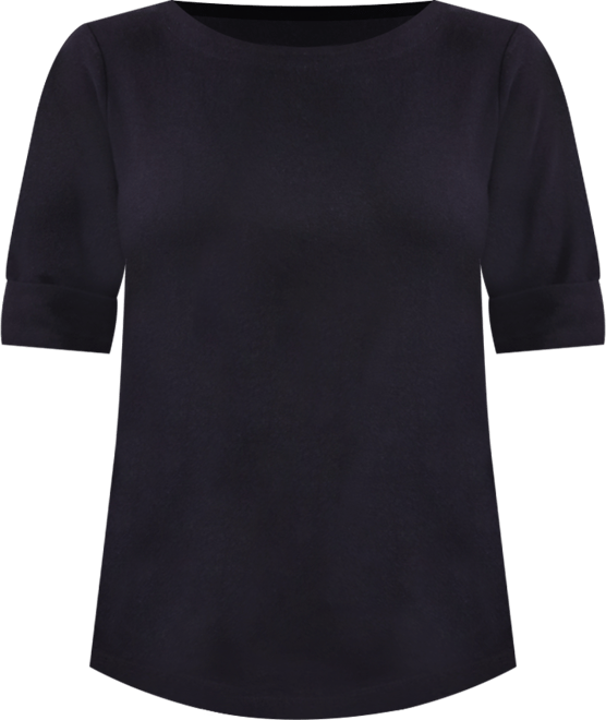 Women's Boat-Neck Elbow Sleeve Cotton Top, Exclusively at Macy's