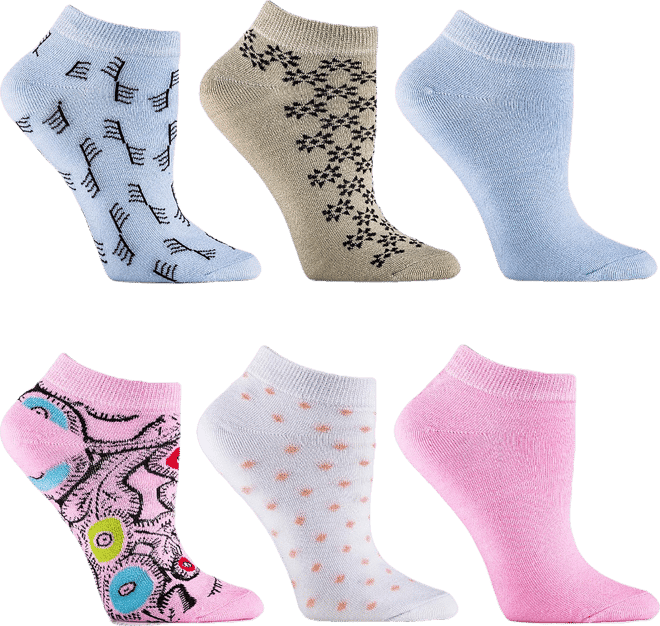 Women's Coral Flush Ankle Socks 6 Pack