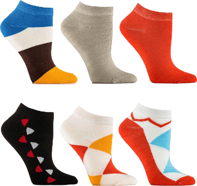 Women's Blush Canary Ankle Socks 6 Pack