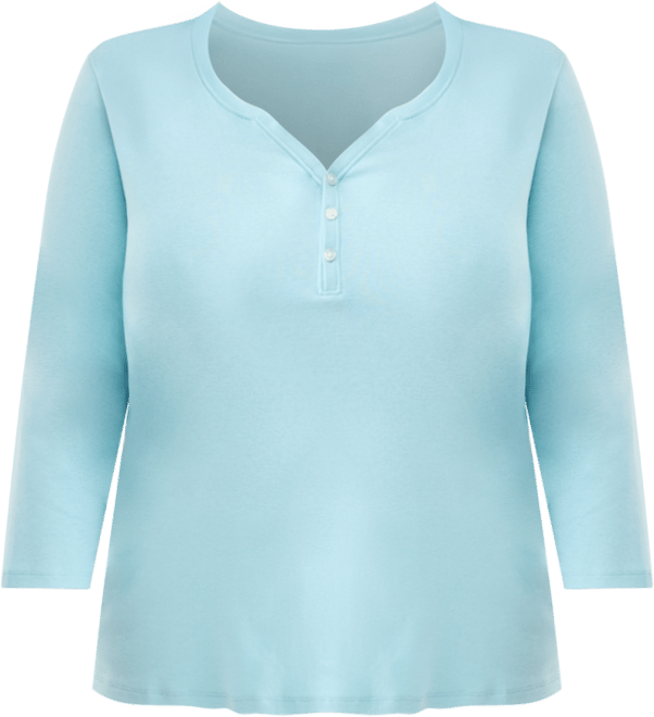 Plus Size 3/4-Sleeve Cotton Henley Top, Exclusively at Macy's