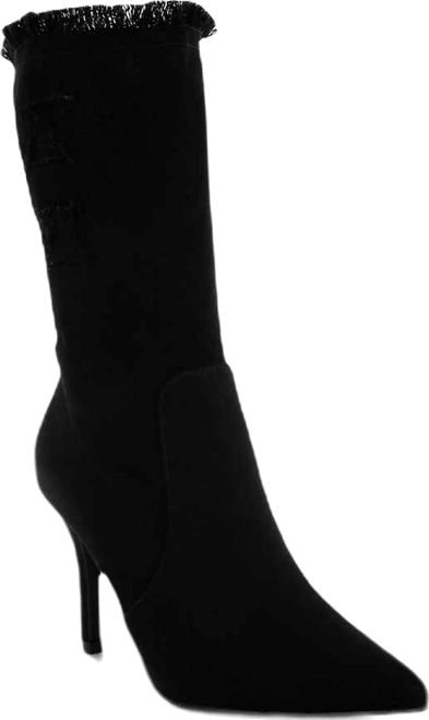 Himkok Distressed Denim Mid-Calf Boots