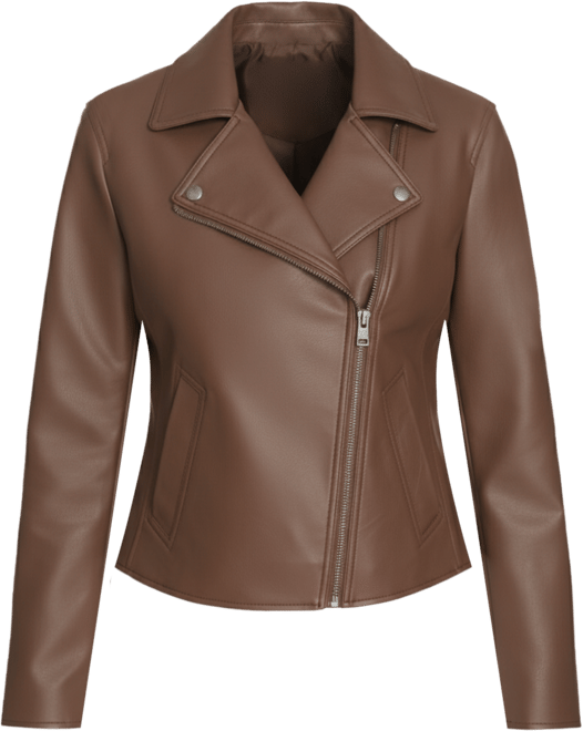 Women's Faux-Leather Asymmetric-Zip Moto Jacket