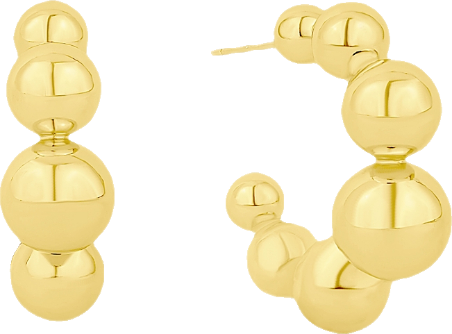 Graduated Ball C Hoop Earrings