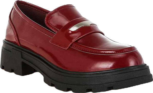 Gleam Stride Faux Leather Chunky Loafers Women