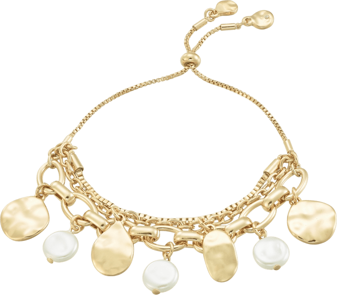 Disc & Imitation Pearl Slider Bracelet, Macy's Exclusive