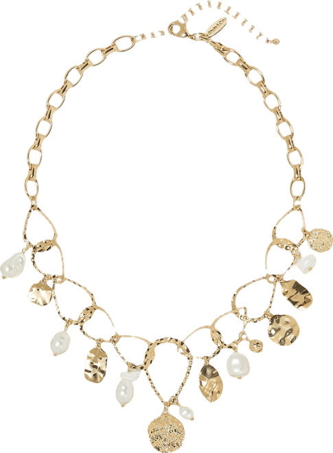 Disc & Imitation Pearl Statement Necklace, 18" + 3" extender, Macy's Exclusive