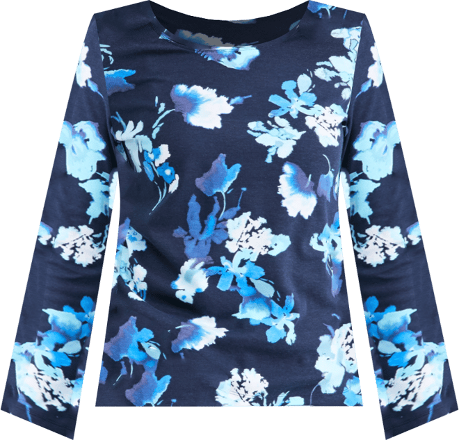 Women's Printed Long-Sleeve Scoop-Neck Top, Macy's Exclusive