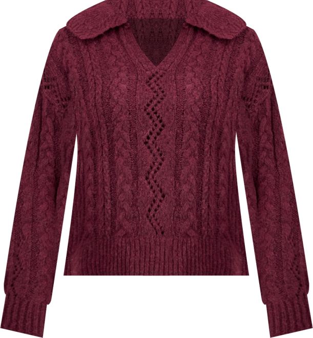 Women's Cable-Knit Pointelle Polo Sweater, Macy's Exclusive