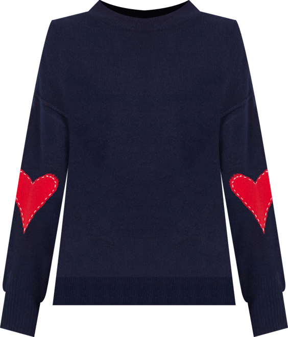 Women's Heart Elbow Patch Crewneck Sweater