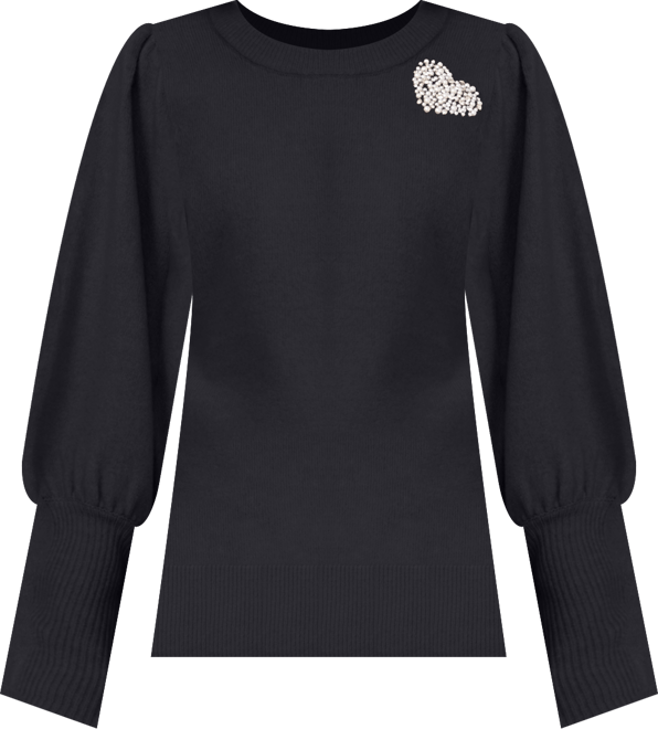 Women's Crewneck Heart Applique Sweater