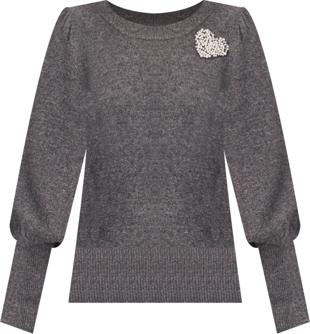 Women's Crewneck Heart Applique Sweater