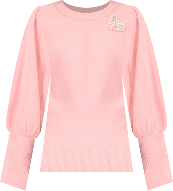 Women's Crewneck Heart Applique Sweater