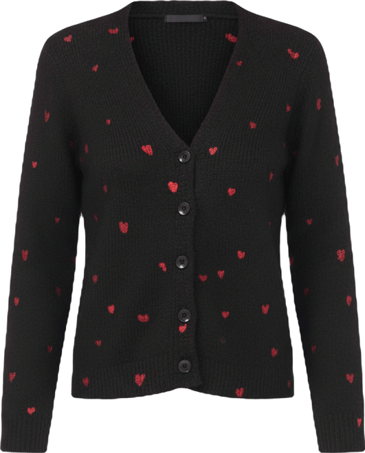 Women's V-Neck Foil Heart Cardigan
