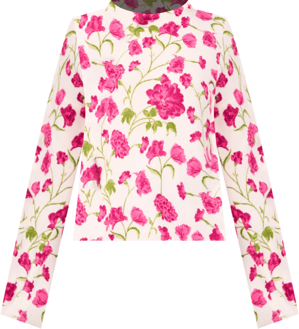 Women's Flower Printed Long-Sleeve Sweater
