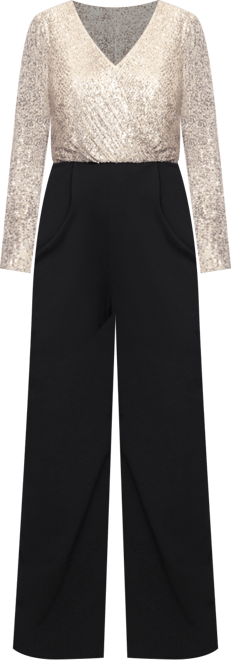 Plus Size Sequin Detail Long Sleeves Jumpsuit
