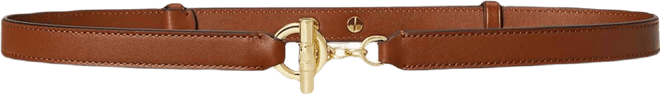 Women's Leather Toggle Skinny Belt