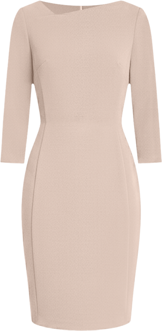 Women's 3/4 Sleeve Asymmetric Neck Sheath Dress