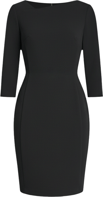 Women's 3/4 Sleeve Asymmetric Neck Sheath Dress