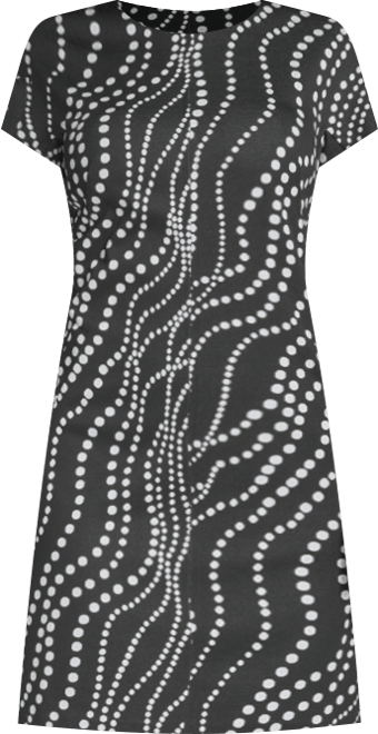 Women's Cascade Jacquard Pattern Short-Sleeve Shift Dress