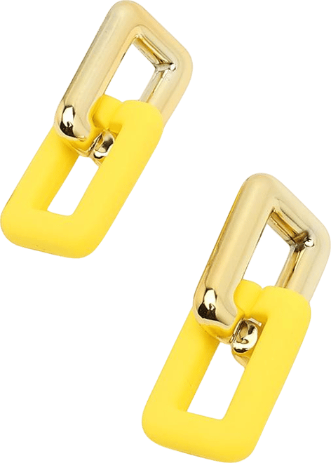 Women's Yellow Colourblock Chainlink Drop Earrings