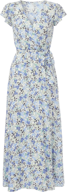 Women's Wrap Front Short-Sleeve Maxi Dress