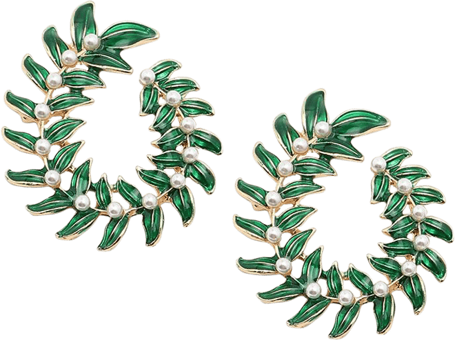 Women's Green Wreath Drop Earrings