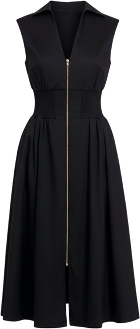 Women's Taffeta V-Neck Midi Dress