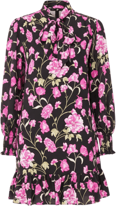 Women's Long-Sleeve Keyhole Bow Tie Mini Dress