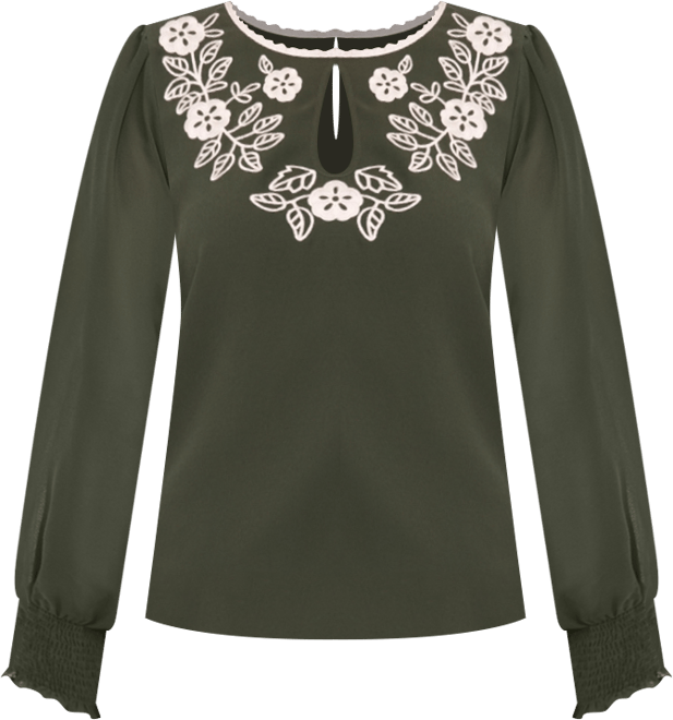 Women's Long-Sleeve Embroidered Top