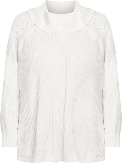 Plus Size Solid Long Sleeve Chenille Knit Cable Pullover Sweater