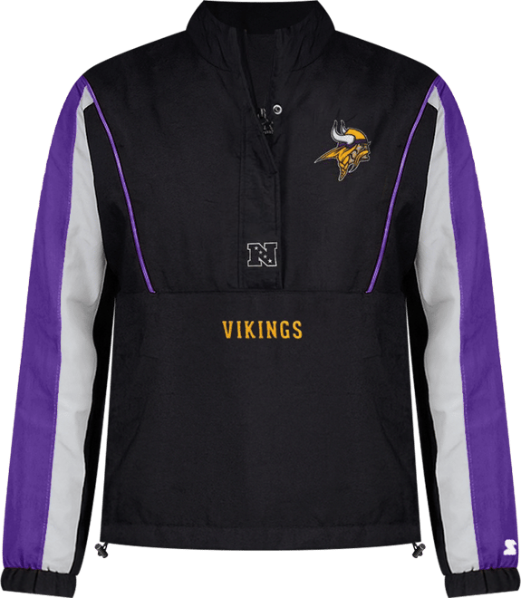 Women's Black/Purple Minnesota Vikings Thursday Night Gridiron Half-Zip Jacket