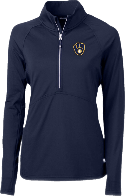 Women's Navy Milwaukee Brewers Adapt Eco Knit Stretch Half-Zip Pullover Sweatshirt