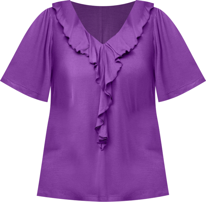 Women's Ruffle Neckline Flutter Sleeve Tunic