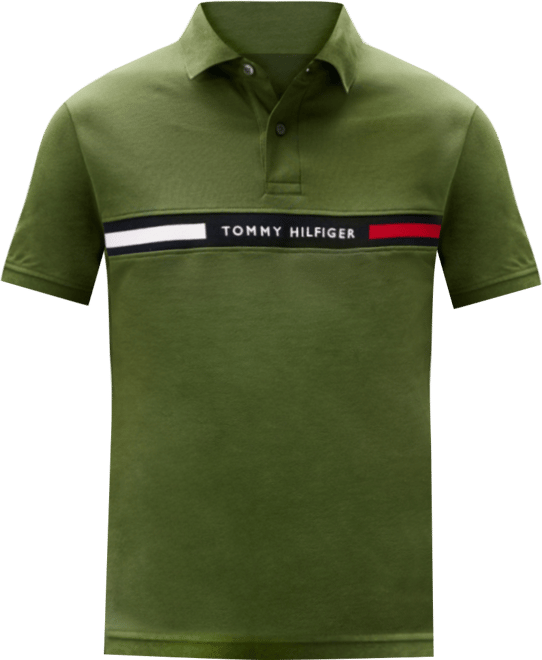 Men's Short Sleeve Embroidered Chest Stripe Polo Shirt