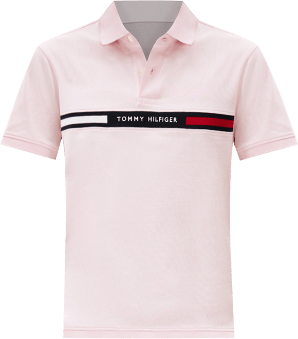 Men's Short Sleeve Embroidered Chest Stripe Polo Shirt