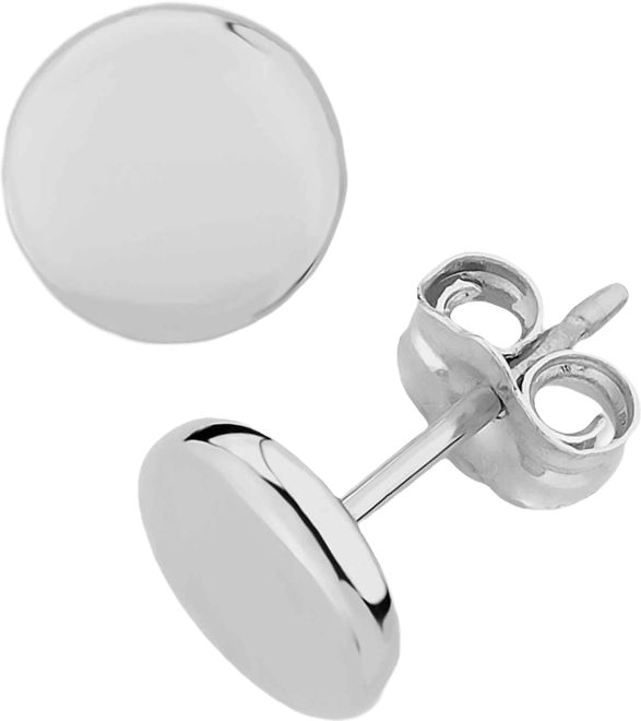 Flat Round Stud Earrings Set in 14k Yellow Gold (8mm)