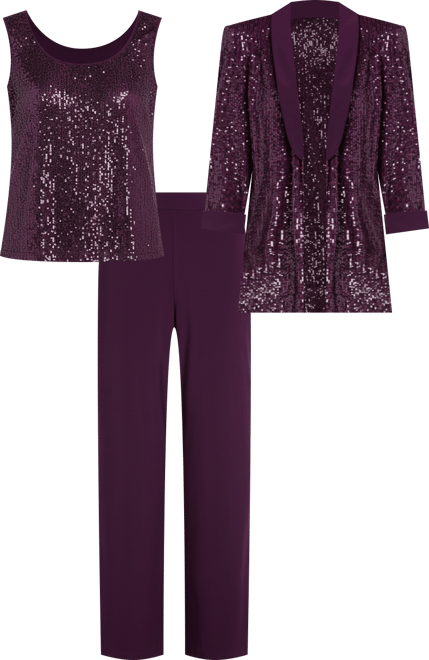 Women's Sequined Jacket, Sequined Top & Pants