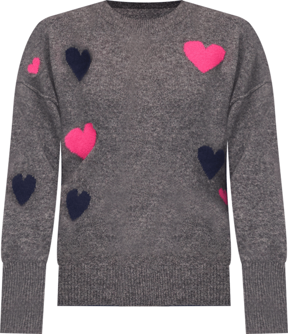 Women's Heart-Print Crewneck Long-Sleeve Sweater