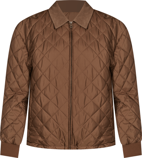 Women's Diamond Quilted Bomber with Corduroy Collar
