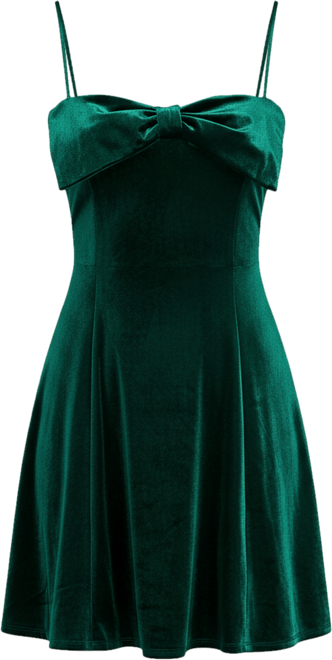 Juniors' Velvet Bow Sleeveless Fit & Flare Dress