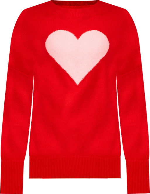 Women's Heart-Print Crewneck Long-Sleeve Sweater