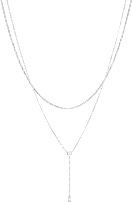 Cubic Zirconia Double Layer Y Necklace