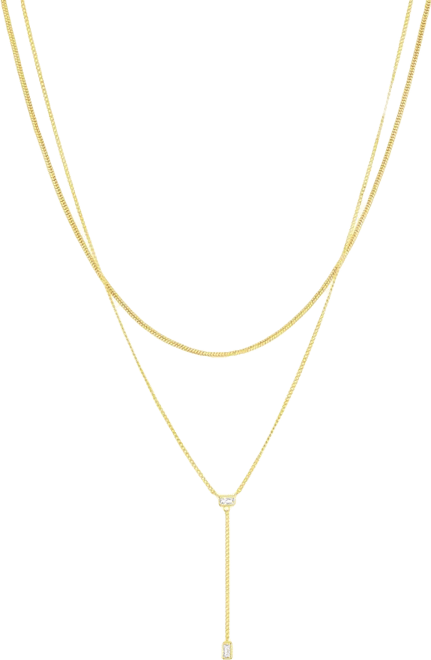 Cubic Zirconia Double Layer Y Necklace