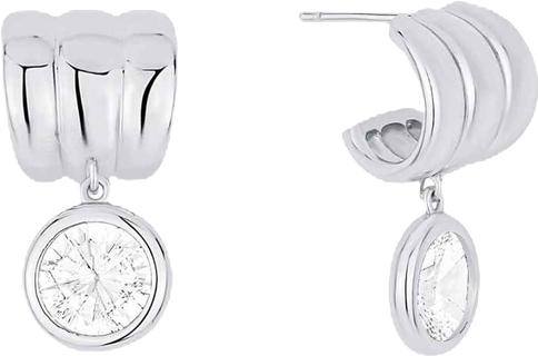 Cubic Zirconia Drop Post Hoop Earring