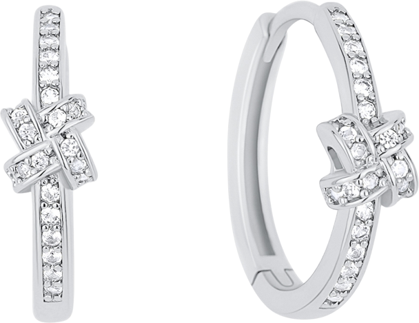 Cubic Zirconia Knot Hoop Earrings