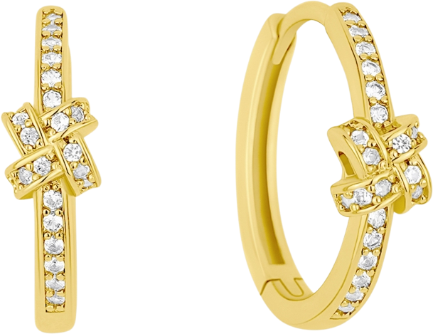 Cubic Zirconia Knot Hoop Earrings