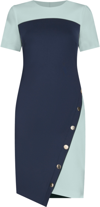 Women's Colorblocked Asymmetrical-Hem Sheath Dress